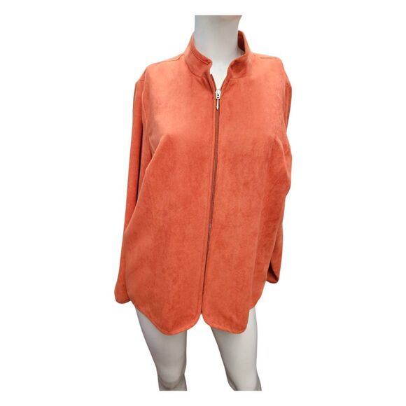 Studio Works Orange faux Suede Blazer Womens Size 16W Jacket - Picture 1 of 9